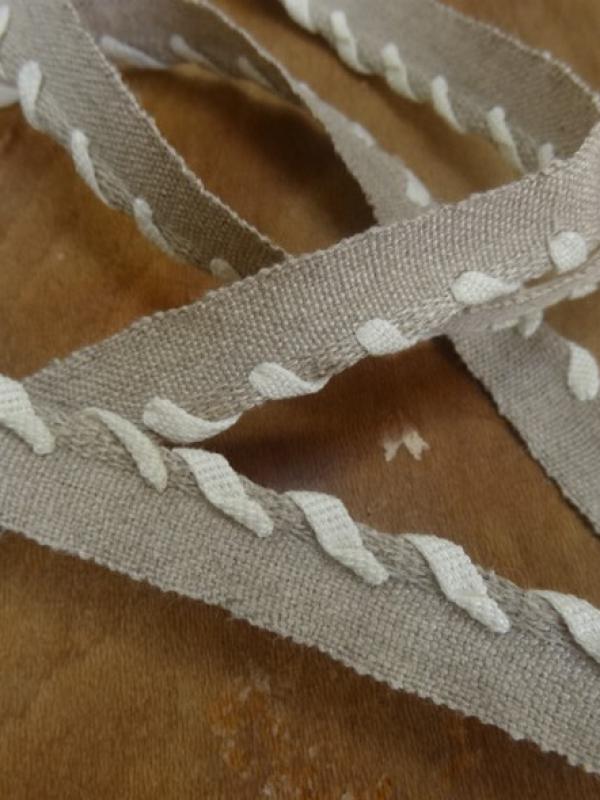 Passepoil lin sable lace de coton blanc casse 1 