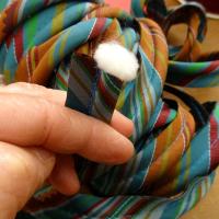 Passepoil satin raye bleu canard ocre 3 
