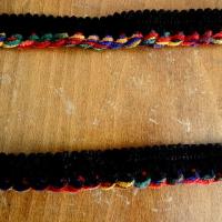 Passepoil velours chenille noir multicolore 