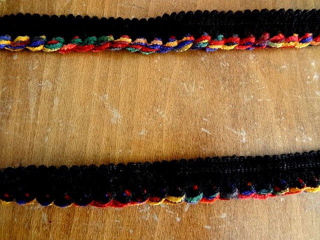 Passepoil velours chenille noir multicolore