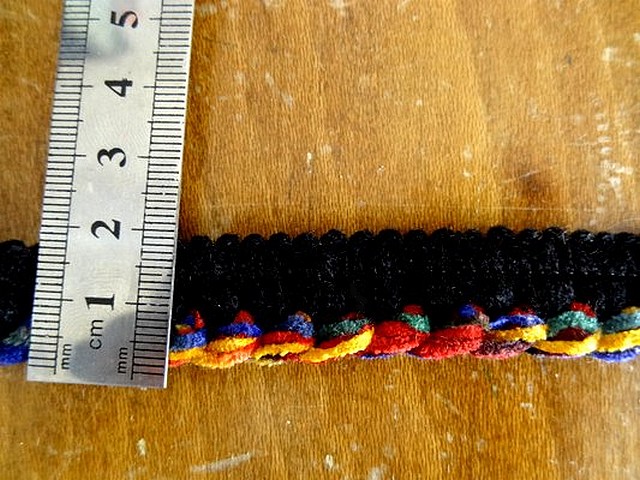 Passepoil velours chenille noir multicolore 1 