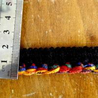 Passepoil velours chenille noir multicolore 1