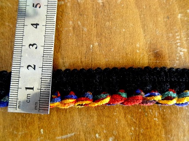 Passepoil velours chenille noir multicolore 1