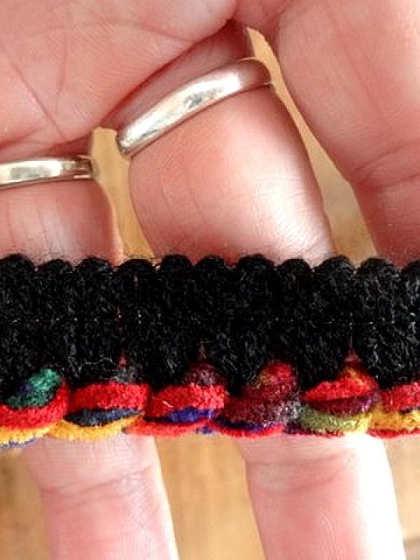 Passepoil velours chenille noir multicolore 2 