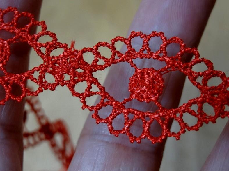 Petite guipure medaillons croises rouge cardinal 7