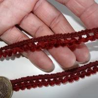 Picot elastique velours chenille bordeaux 