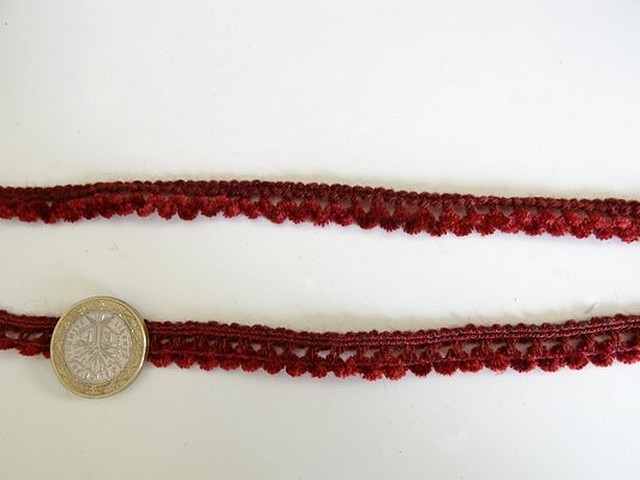 Picot elastique velours chenille bordeaux 1