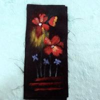 Piece patchwork en suedine noire peint a la main 1