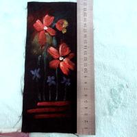 Piece patchwork en suedine noire peint a la main 2 