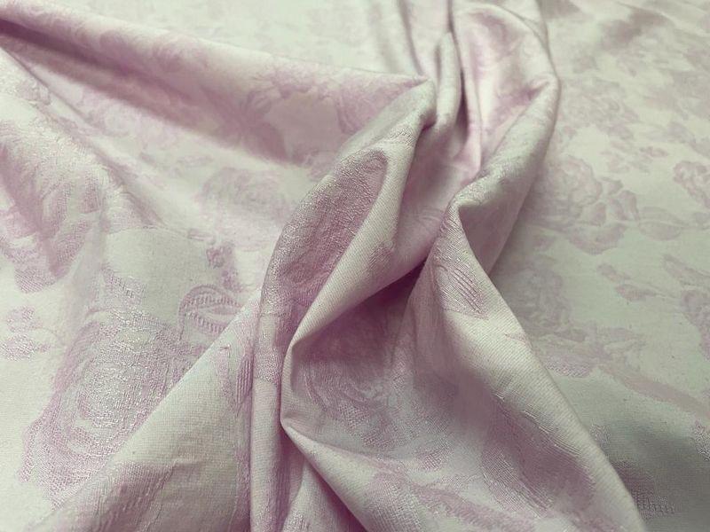 Pique de coton damasse rose glycine fleuri 2