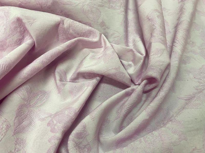 Pique de coton damasse rose glycine fleuri 3