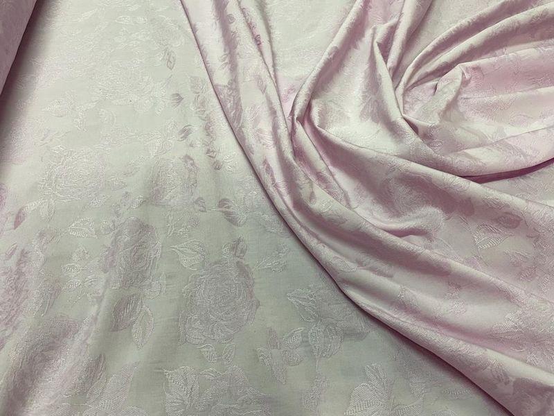 Pique de coton damasse rose glycine fleuri 8