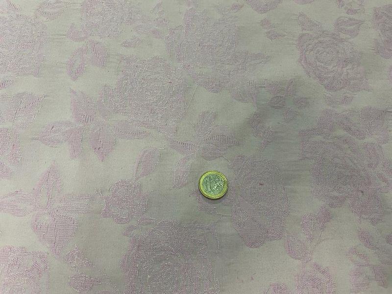 Pique de coton damasse rose glycine fleuri 9