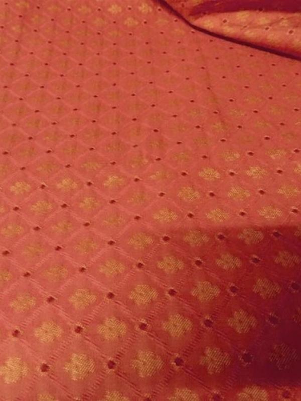 Pique de coton jacquard corail et citrouille provencal 2 