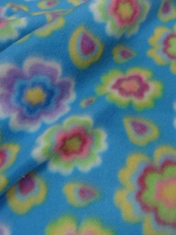 Polaire doudou bleu celeste enfant motifs fleurs 3 