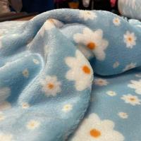Polaire doudou bleu ciel motif marguerites 1