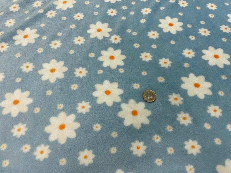 Polaire doudou bleu ciel motif marguerites 4
