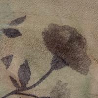 Poly suedine beige poudre motif fleuri bleu tendre et marron taupe 2 