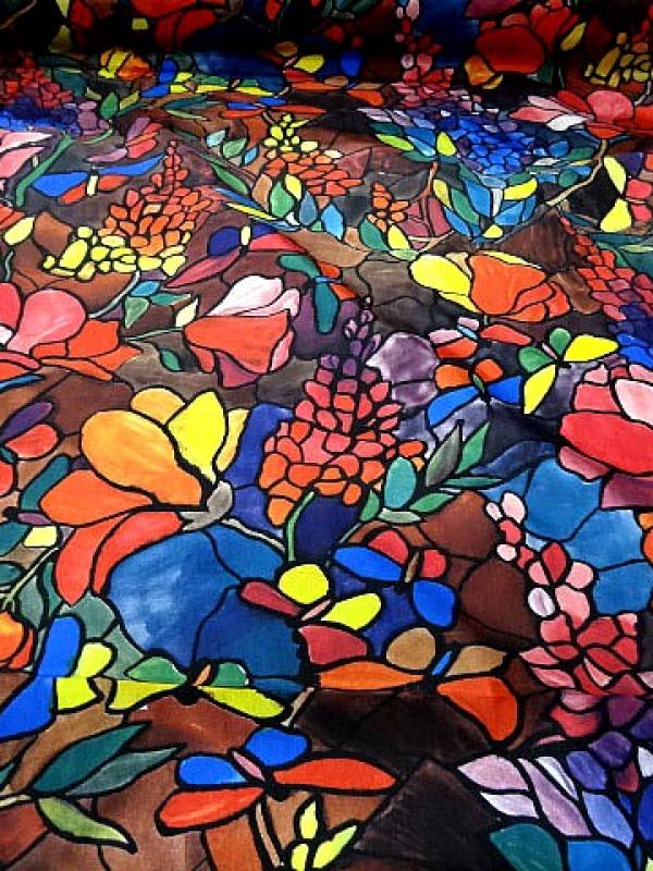 Polyamide coton imprime fleurs