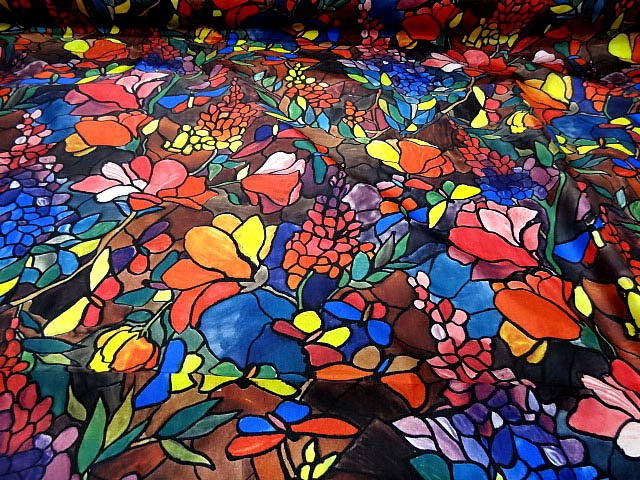 Polyamide coton imprime fleurs