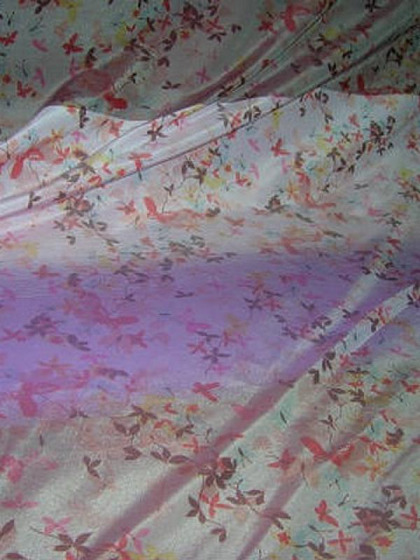 Polyamide coton rose clair fondu lilas motifs papillons 1 