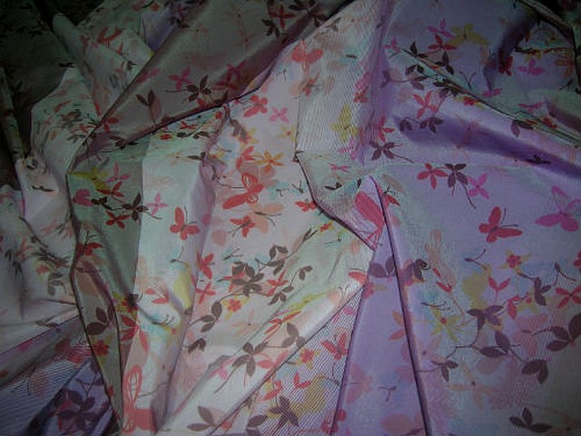 Polyamide coton rose clair fondu lilas motifs papillons 3