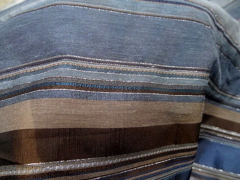 Polyamide lurex rayures opaques et transparentes bleuet et toffee 4