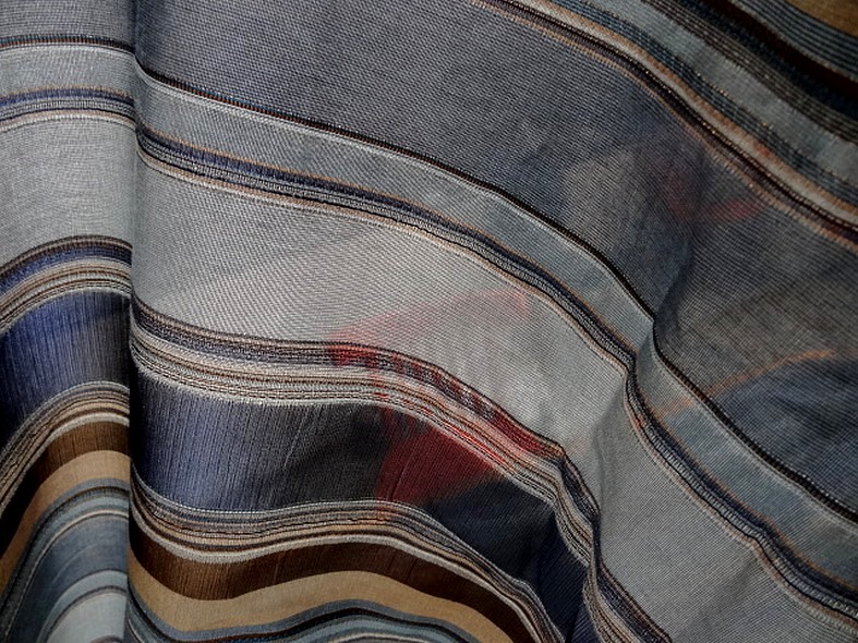 Polyamide lurex rayures opaques et transparentes bleuet et toffee 6
