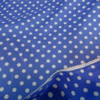 Polyester fin satine bleuet pois blancs 3 