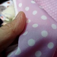 Polyester fin satine rose orchidee pois blancs 1