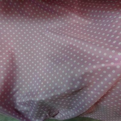 Polyester fin satine rose orchidee pois blancs 2 