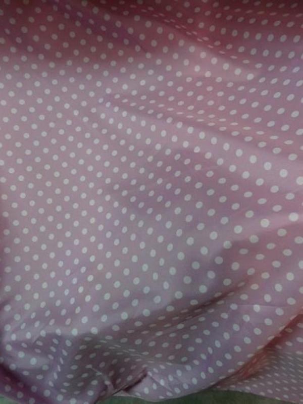 Polyester fin satine rose orchidee pois blancs 2 