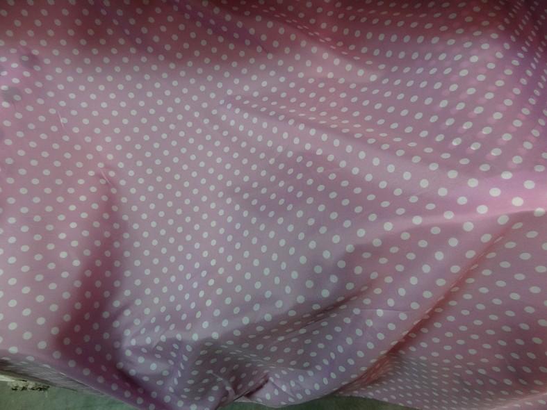Polyester fin satine rose orchidee pois blancs 2