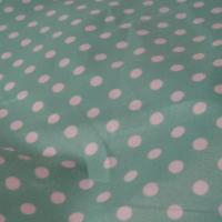 Polyester fin satine vert jade pois blancs 2