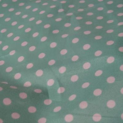 Polyester fin satine vert jade pois blancs 2 