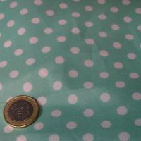 Polyester fin satine vert jade pois blancs 4 
