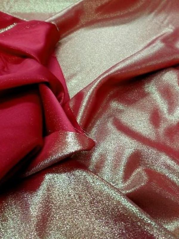 Polyester rouge bordeaux lame or 