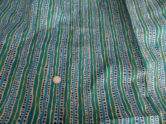Polyester rayé vert menthe-bleu 01