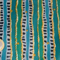 Polyester rayé vert menthe-bleu 02