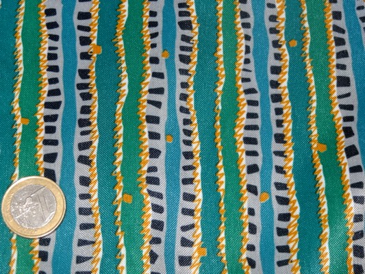 Polyester rayé vert menthe-bleu 02