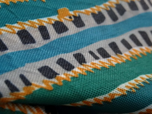 Polyester rayé vert menthe-bleu 03