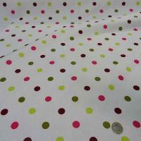 Popeline blanche pois vert anis kaki fuchsia 3 