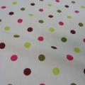 Popeline blanche pois vert anis kaki fuchsia 5 