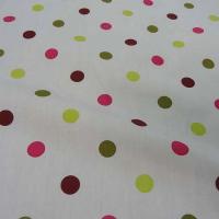 Popeline blanche pois vert anis kaki fuchsia 5 