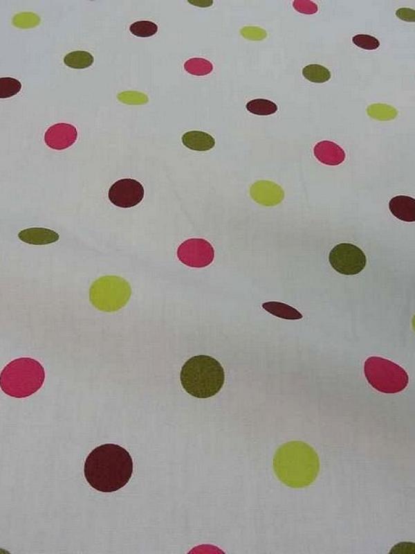 Popeline blanche pois vert anis kaki fuchsia 5 