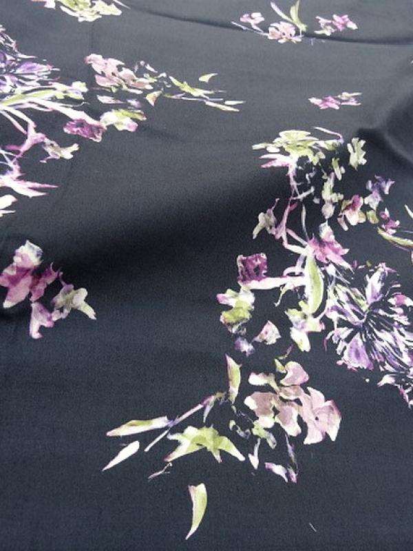 bengaline bleu nuit fleurs violet prune et tilleul 2
