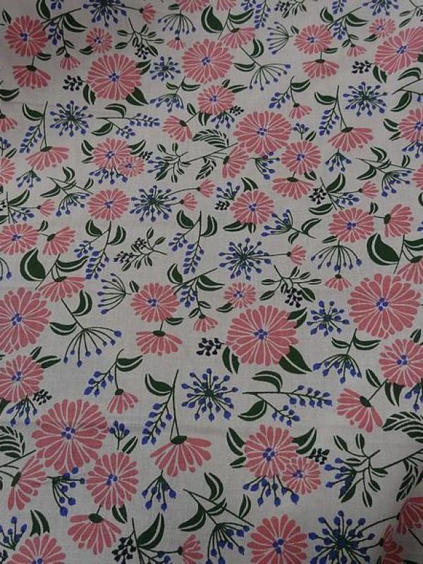 Popeline coton blanc casse paquerettes rose chaud 1 