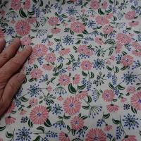 Popeline coton blanc casse paquerettes rose chaud 2 
