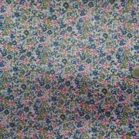 popeline coton blanche imprimé liberty fleurs bleu ,kaki,rose