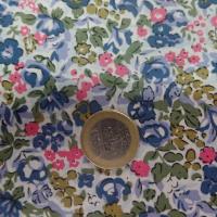 popeline coton blanche imprimé liberty fleurs bleu ,kaki,rose